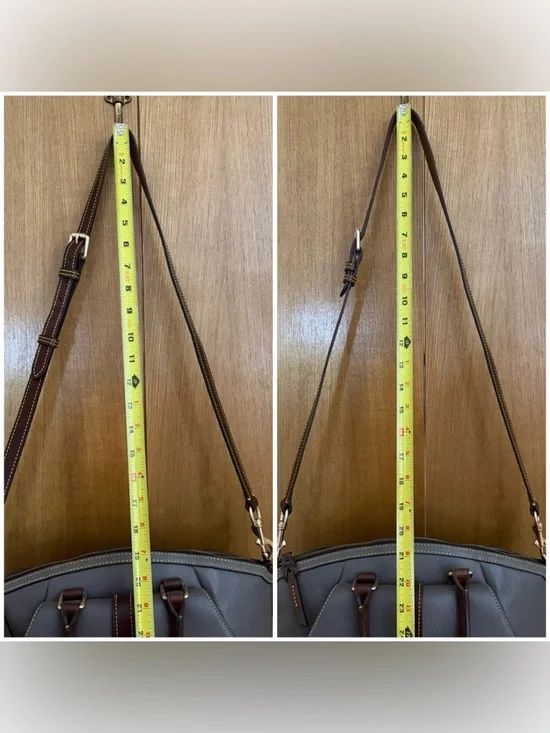 Dooney & Bourke Gray Pebbled Leather Satchel with Brown Trim - Picture 4 of 16